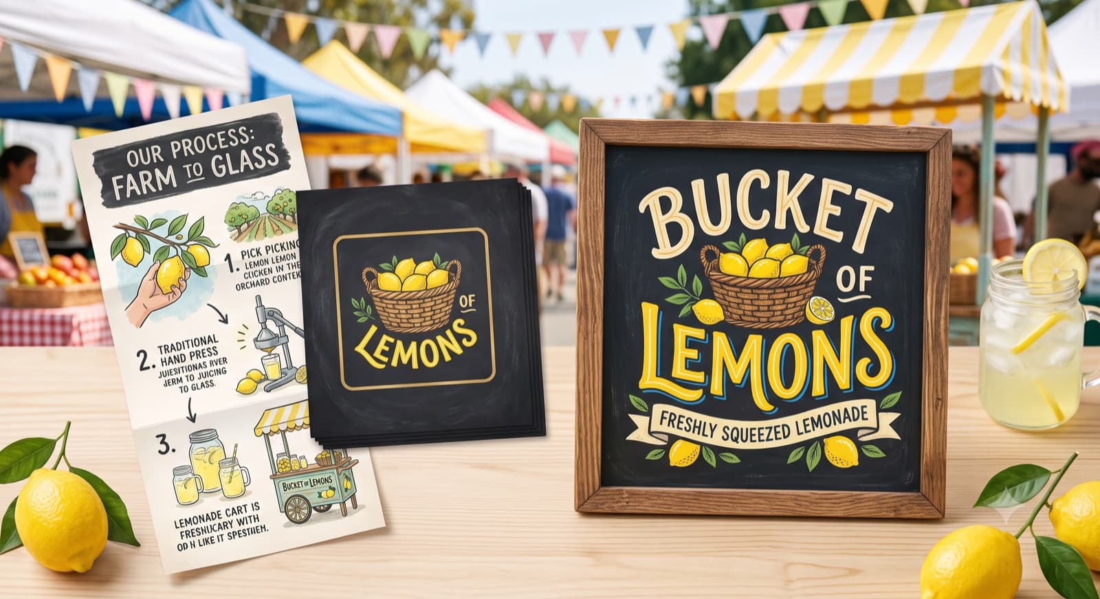 Bucket of Lemons booth at the farmers market